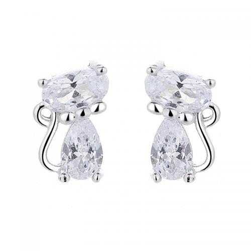 925 sterling silver cubic zirconia kitty cat stud earring for kids 925 sterling silver cubic zirconia kitty cat stud earring for kids