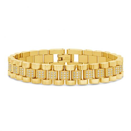 Gold Plated Mens Iced Out Presidential Band Bracelet Gold Plated Mens Iced Out Presidential Band Bracelet