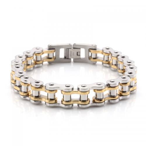 Punk rock two tone plated stainless steel biker mens bracelet Punk rock two tone plated stainless steel biker mens bracelet