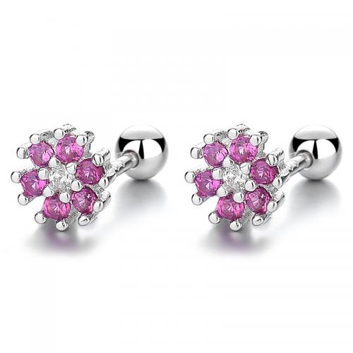 Screw backing kids rose color cz studs earring Screw backing kids rose color cz studs earring
